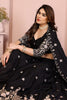 Black Embroidered Lehenga Choli with Silver Peacock and Floral Zari Work