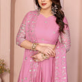 Pink Embroidered Lehenga Choli with Dupatta Silk Blend Bridal Party Wear