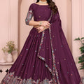 Dark Purple Embroidered Lehenga Choli with Dupatta Silk Blend Traditional Festive Wear 