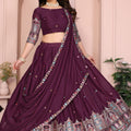 Dark Purple Embroidered Lehenga Choli with Dupatta Silk Blend Traditional Festive Wear