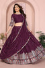 Dark Purple Embroidered Lehenga Choli with Dupatta Silk Blend Traditional Festive Wear