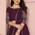 Dark Purple Embroidered Lehenga Choli with Dupatta Silk Blend Traditional Festive Wear