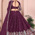 Dark Purple Embroidered Lehenga Choli with Dupatta Silk Blend Traditional Festive Wear