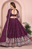 Dark Purple Embroidered Lehenga Choli with Dupatta Silk Blend Traditional Festive Wear