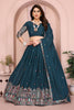 Teal Blue Embroidered Lehenga Choli with Dupatta Silk Blend Traditional Festive Wear 