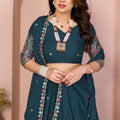 Teal Blue Embroidered Lehenga Choli with Dupatta Silk Blend Traditional Festive Wear