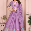 Lavender Embroidered Lehenga Choli with Dupatta Silk Blend Traditional Festive