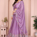 Lavender Embroidered Lehenga Choli with Dupatta Silk Blend Traditional Festive