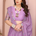 Lavender Embroidered Lehenga Choli with Dupatta Silk Blend Traditional Festive