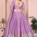 Lavender Embroidered Lehenga Choli with Dupatta Silk Blend Traditional Festive