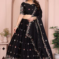 Black Floral Embroidered Lehenga Choli with Dupatta Silk Blend Traditional Festive Wear