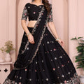 Black Floral Embroidered Lehenga Choli with Dupatta Silk Blend Traditional Festive Wear
