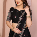 Black Floral Embroidered Lehenga Choli with Dupatta Silk Blend Traditional Festive Wear