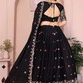 Black Floral Embroidered Lehenga Choli with Dupatta Silk Blend Traditional Festive Wear