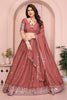 Rust Brown Floral Embroidered Lehenga Choli with Dupatta Silk Blend Traditional Festive Wear 