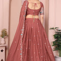 Rust Brown Floral Embroidered Lehenga Choli with Dupatta Silk Blend Traditional Festive Wear