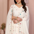 Ivory White Embroidered Lehenga Choli with Dupatta Silk Blend Wedding Festive Wear