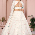 Ivory White Embroidered Lehenga Choli with Dupatta Silk Blend Wedding Festive Wear