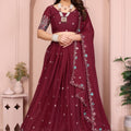 Elegant Maroon Embroidered Lehenga Choli with Dupatta Wedding Festive Wear 
