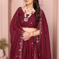 Elegant Maroon Embroidered Lehenga Choli with Dupatta Wedding Festive Wear