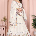 Elegant Off White Embroidered Lehenga Choli with Colorful Floral Animal Motifs Designer Festive Wedding Wear with Dupatta