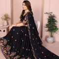 Black Embroidered Lehenga Choli with Colorful Floral Animal Motifs Designer Festive Wedding Wear