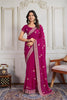 Magenta Georgette Saree with Embroidered Border Butti Work