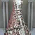 Grateful White Embroidered Silk Bridal Lehenga Choli with Net Dupatta