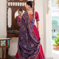 Pink Embroidered Navratri Lehenga Choli with Contrast Dupatta Traditional Gujarati Garba Ghaghra Choli