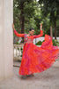 Traditional Red Bandhani Gown with Embroidered Mirror Work Koti