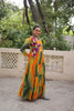 Pretty Multicolor Bandhani Gown with Embroidered Mirror Work Koti