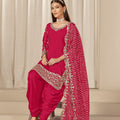 Lovely Rani Pink Embroidered Punjabi Patiala Suit with Dupatta