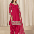 Lovely Rani Pink Embroidered Punjabi Patiala Suit with Dupatta