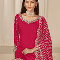 Lovely Rani Pink Embroidered Punjabi Patiala Suit with Dupatta