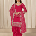 Lovely Rani Pink Embroidered Punjabi Patiala Suit with Dupatta