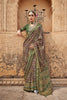 Green Maroon Patola Silk Saree with Traditional Geometric Weaving Zari Border