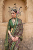 Green Maroon Patola Silk Saree with Traditional Geometric Weaving Zari Border