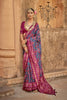 Magenta Blue Patola Silk Saree with Zari Border
