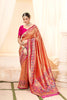 Traditional Orange Banarasi Silk Saree with Pink Contrast Blouse Festive Wear