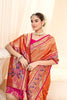 Traditional Orange Banarasi Silk Saree with Pink Contrast Blouse Festive Wear