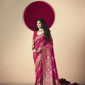 Designer Pink Banarasi Silk Saree Party Wear Saree