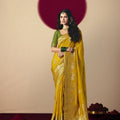 Traditional Yellow Banarasi Silk Saree Festive Wear Saree