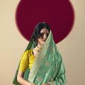 Pastel Green Banarasi Silk Saree Festive Wear Saree