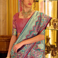 Sky Blue Tissue Patola Silk Saree Handwoven Patola Design Saree