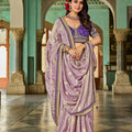 Lavender Silk Saree Contrast Purple Blouse Designer