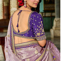 Lavender Silk Saree Contrast Purple Blouse Designer