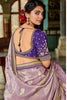 Lavender Silk Saree Contrast Purple Blouse Designer