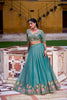 Elegant Teal Green Silk Embroidered Lehenga Choli with Floral Work and Matching Dupatta