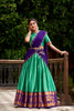 Traditional Rama Green Poly Cotton Lehenga Choli with Golden Zari Border and Embroidered Dupatta