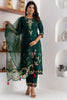 Graceful Dark Green Viscose Silk Embroidered Salwar Suit with Floral Dupatta